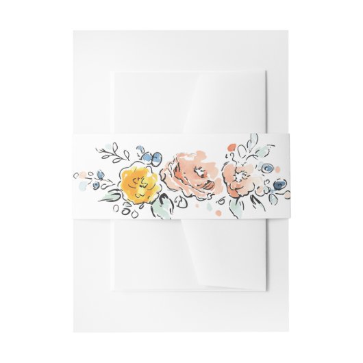 Bandeau De Faire-part Hand Painted Garden Floral Wedding (Devant example)