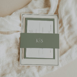 Bandeau De Faire-part HARMONIE Sage vert Monogramme minimaliste
