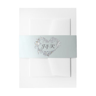 Bandeau De Faire-part Heart Monogram on Silver