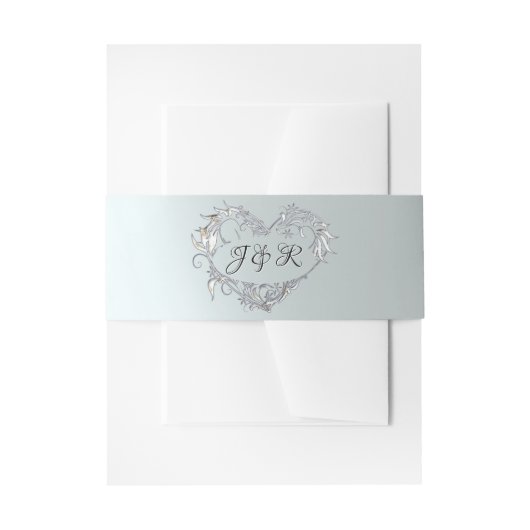 Bandeau De Faire-part Heart Monogram on Silver (Devant example)