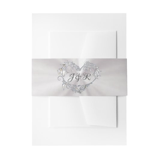 Bandeau De Faire-part Heart Monogram on White Pearl (Devant example)