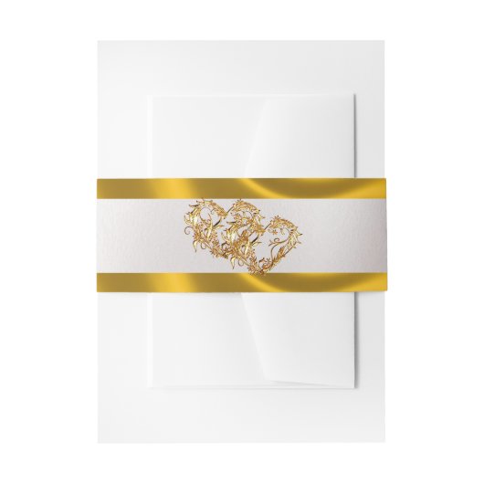 Bandeau De Faire-part Hearts & Ribbon - White/Gold (Devant example)