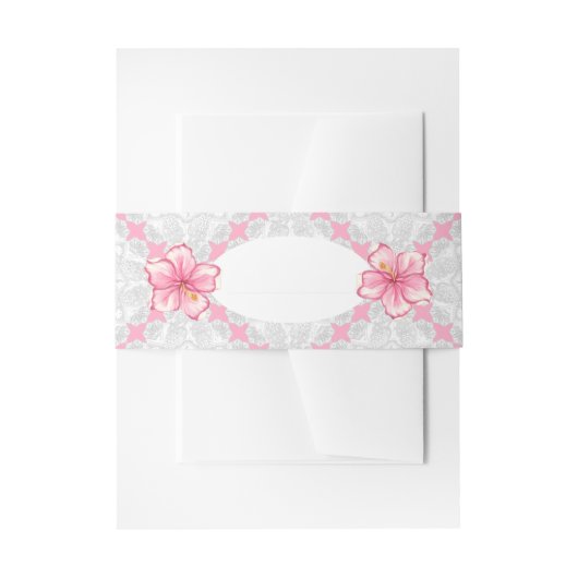 Bandeau De Faire-part Hibiscus & dentelle PINK (Devant example)