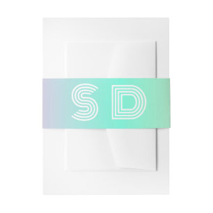 Bandeau De Faire-part Holographique Gradient Monogramme Mariage chic