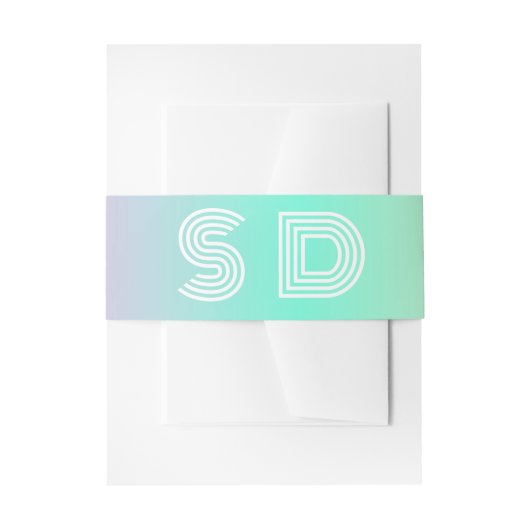 Bandeau De Faire-part Holographique Gradient Monogramme Mariage chic (Devant example)
