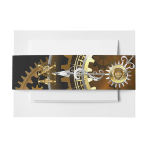 Bandeau De Faire-part Horloge Steampunk avec des engrenages anciens