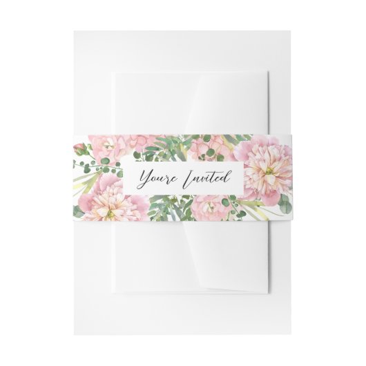 Bandeau De Faire-part Hydrangea Rose Aquarelle rose Floral (Devant example)