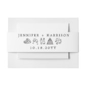 Bandeau De Faire-part Icônes Mariages modernes mignonnes Noir Blanc (Devant Example)