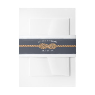 Bandeau De Faire-part Infinité du noeud nautique Rustic Navy Blue