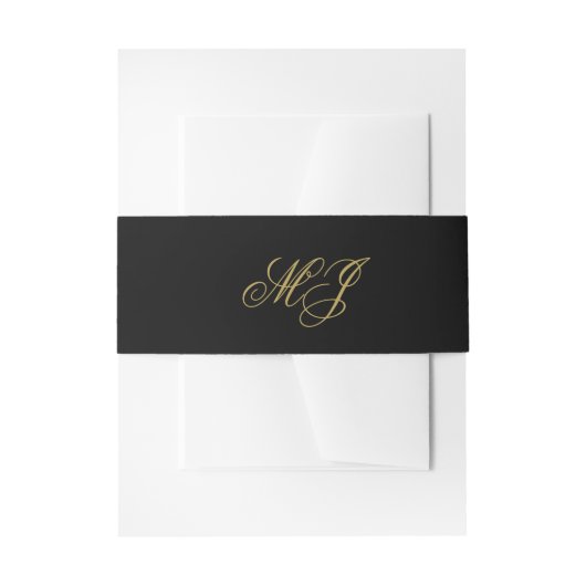 Bandeau De Faire-part Initiales de calligraphie de monogramme d'or noir  (Devant example)