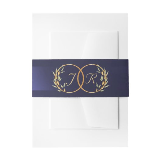 Bandeau De Faire-part Initiales de monogramme - Bleu (Devant example)