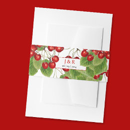 Bandeau De Faire-part Initiales de nom de mariage Classy Cherry Monogram
