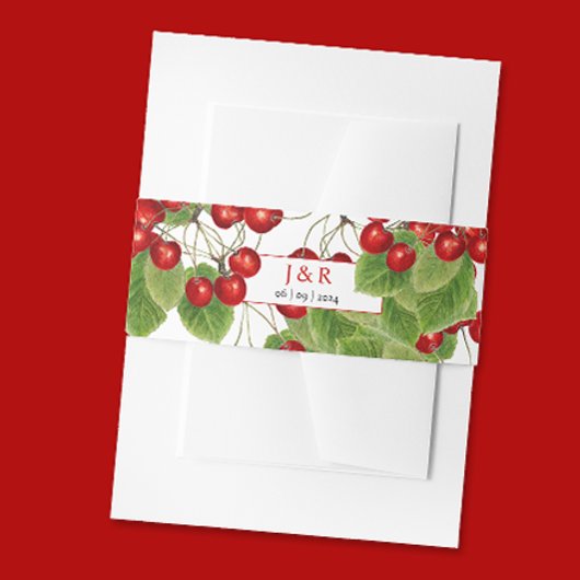 Bandeau De Faire-part Initiales de nom de mariage Classy Cherry Monogram