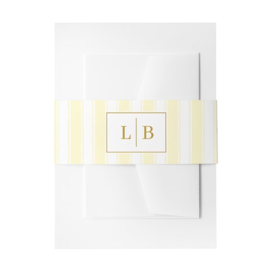 Bandeau De Faire-part Initiales élégantes rayées crème (Devant example)