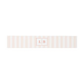 Bandeau De Faire-part Initiales élégantes rayées de corail (Plat)