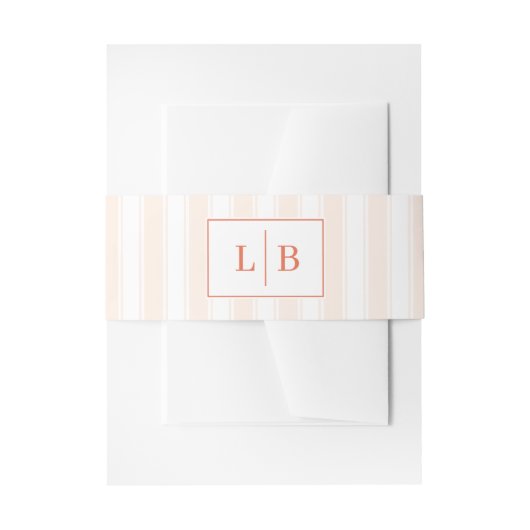 Bandeau De Faire-part Initiales élégantes rayées de corail (Devant example)
