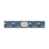 Bandeau De Faire-part Initiales Florales Navy Élégantes (Plat)