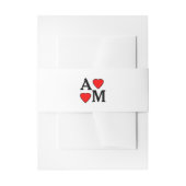 Bandeau De Faire-part Initiales mariages Red Hearts Belly Band (Devant example)