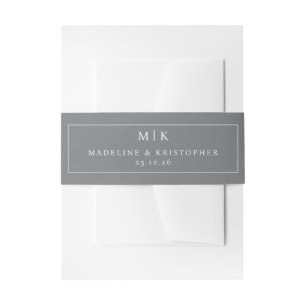 Bandeau De Faire-part Initiales minimalistes grises élégantes