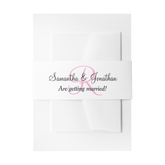 Bandeau De Faire-part Initiales Monogrammées Mariage Rose Pastel (Devant example)