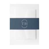 Bandeau De Faire-part Initiales monogrammes Mariage bleu marine (Devant example)