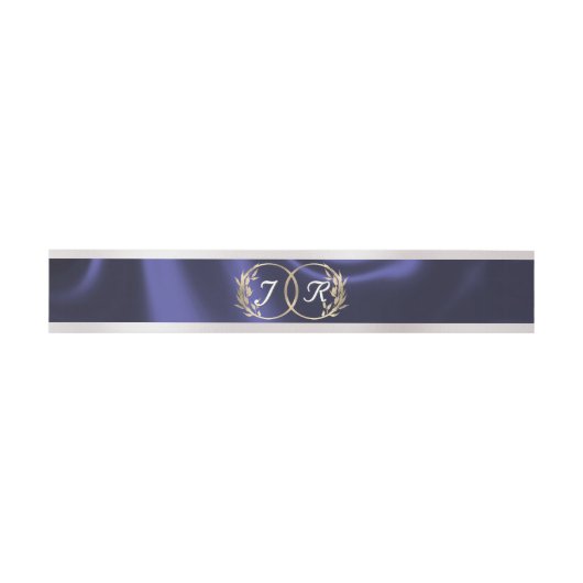 Bandeau De Faire-part Initiales Monogrammes Mariage de ruban bleu (Plat)