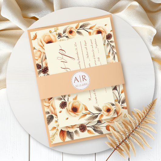 Bandeau De Faire-part Initiales simples et élégantes mariage de pêche