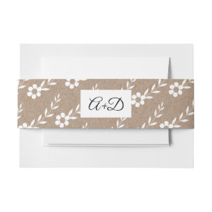 Bandeau De Faire-part Initiales typographiques, fleurs blanches mariage