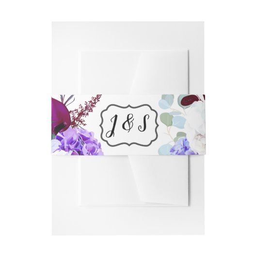 Bandeau De Faire-part Invitation Bande de ventre Lavande Hibiscus sur bl (Devant example)