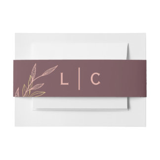 Bandeau De Faire-part Invitation de bande ventre Mauve et Pink Leaf