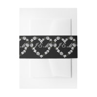 Invitation de mariagee cœur floral noir blanc