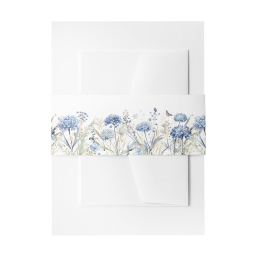 Bandeau De Faire-part Invitation du Fleur sauvage bleu français (Devant example)