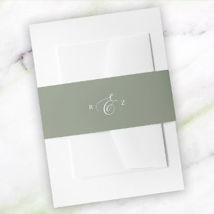 Bandeau De Faire-part Ivory et Sage Élégant Simple Monogramme Mariage