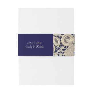 Bandeau De Faire-part Ivory Lace Royal Navy Bleu Mariage officiel