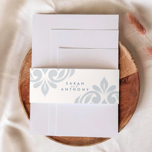 Bandeau De Faire-part Ivory Turquoise Grey Classic Élégant Mariage de sc