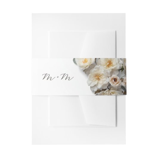 Bandeau De Faire-part Ivory White 3D Roses Wedding (Devant example)