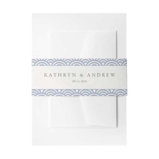 Bandeau De Faire-part Japonaise Seigaiha Vagues Élégante pourpre bleu do (Devant example)