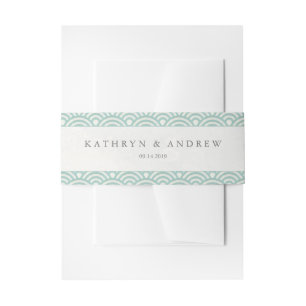 Bandeau De Faire-part Japonaise Seigaiha Vagues Elégante Seafoam Vert