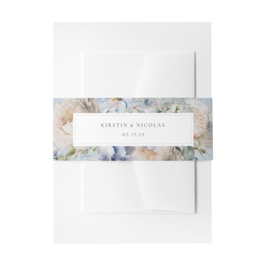 Bandeau De Faire-part Jardin bleu Dusty Mariage Floral (Devant example)