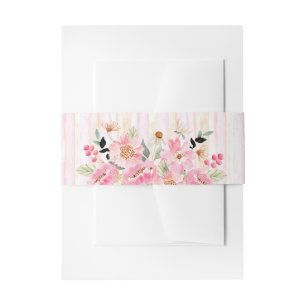Bandeau De Faire-part Jardin de fleurs à l'aquarelle rayures