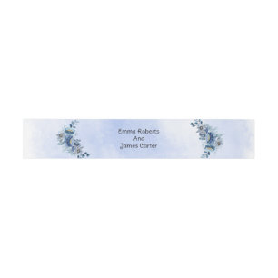 Bandeau De Faire-part Jardin Floral Bleu Mariage Invitation Belly Bandes