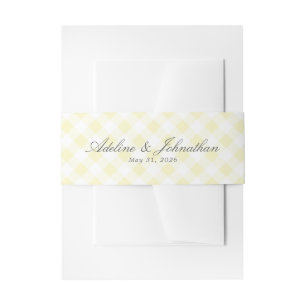 Bandeau De Faire-part Jaune clair et carreaux gingham blanc avec nom et
