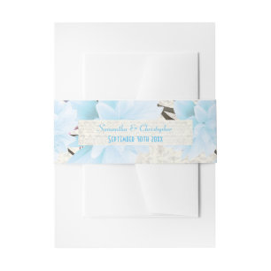 Bandeau De Faire-part Joli bleu fleuri mariage