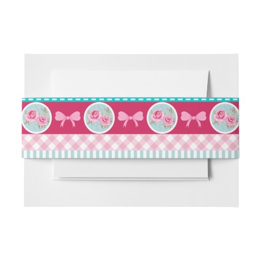 Bandeau De Faire-part Joli Motif rose et bleu Fille (Devant Example)