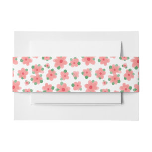 Bandeau De Faire-part Jolie couleur de corail Fleurs sur blanc