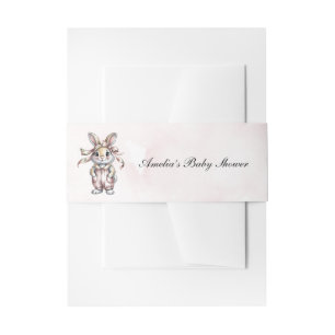 Bandeau De Faire-part Jolie Fille Lapin Fleurie Baby Shower 
