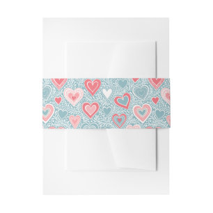 Bandeau De Faire-part Jolie Fleur Populaire Cœur Bleu Poussiéreux Rose B