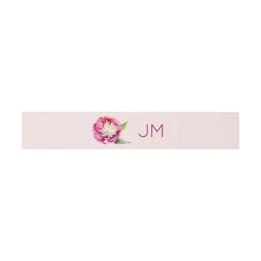 Bandeau De Faire-part Jolie Peonies Monogramme Floral Mariage (Plat)