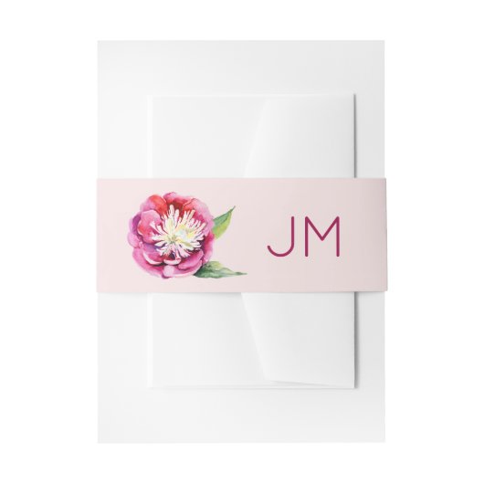 Bandeau De Faire-part Jolie Peonies Monogramme Floral Mariage (Devant example)