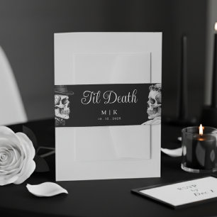 Bandeau De Faire-part Jusqu'à ce que la mort nous sépare Gothique Crânes